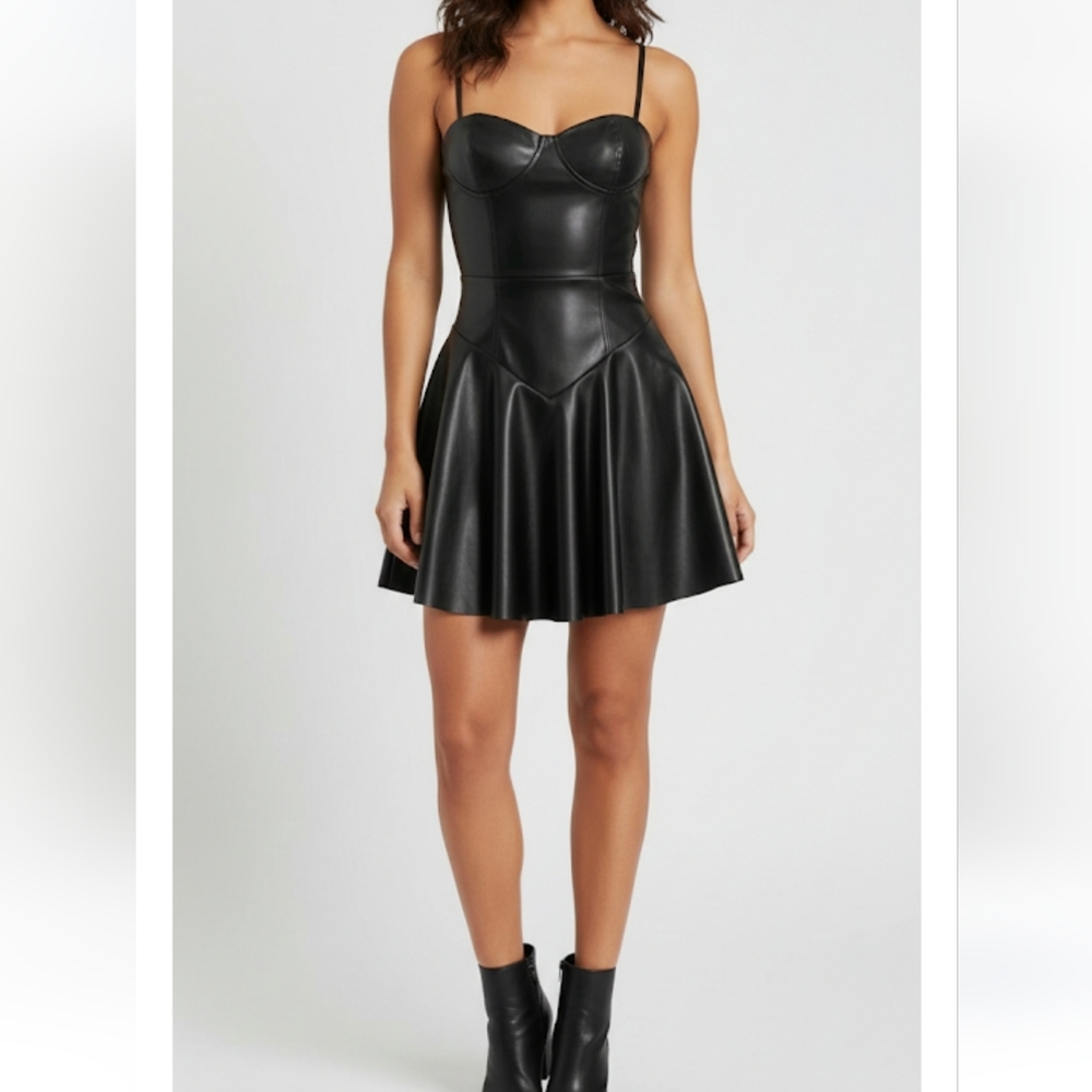 Black Faux Leather Cami Dress